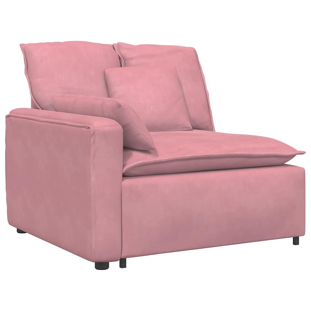 Modulares Sofa Endmodul mit Armlehne Kissen Blau 100 cm