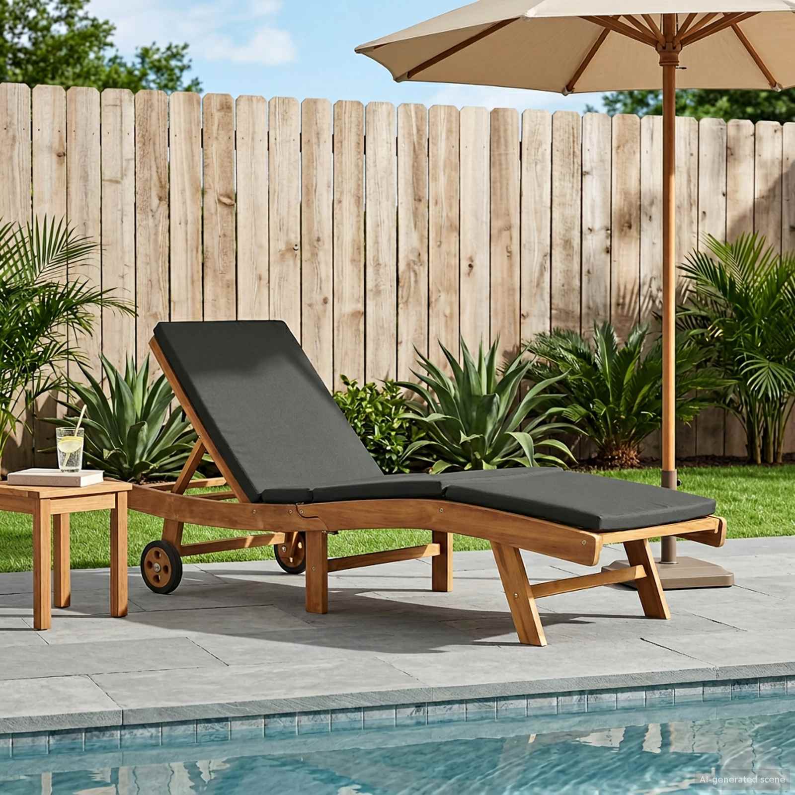 Sonnenliege Braun Massivholz Teak