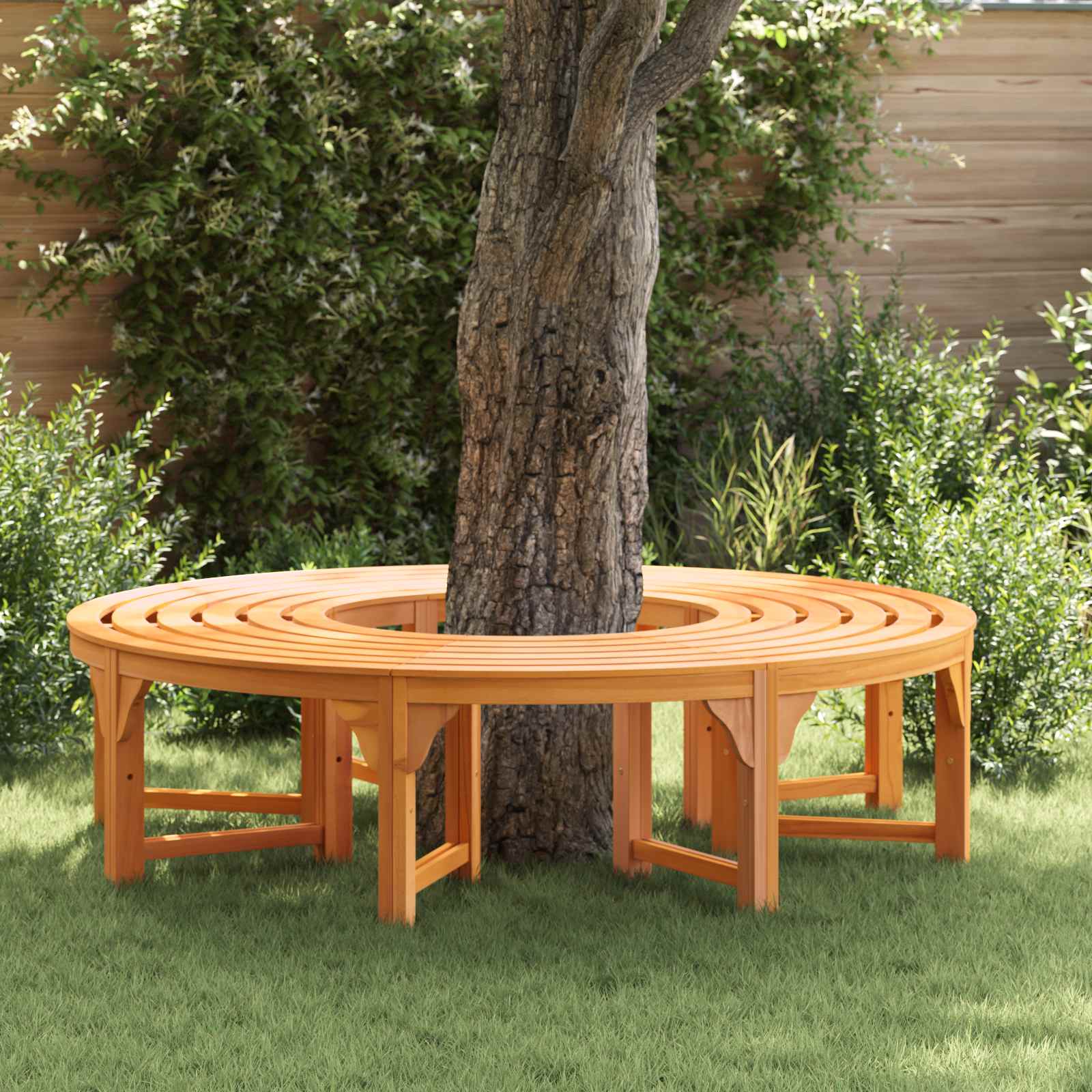 Baumbank Rund Ø208 cm Massivholz Eukalyptus
