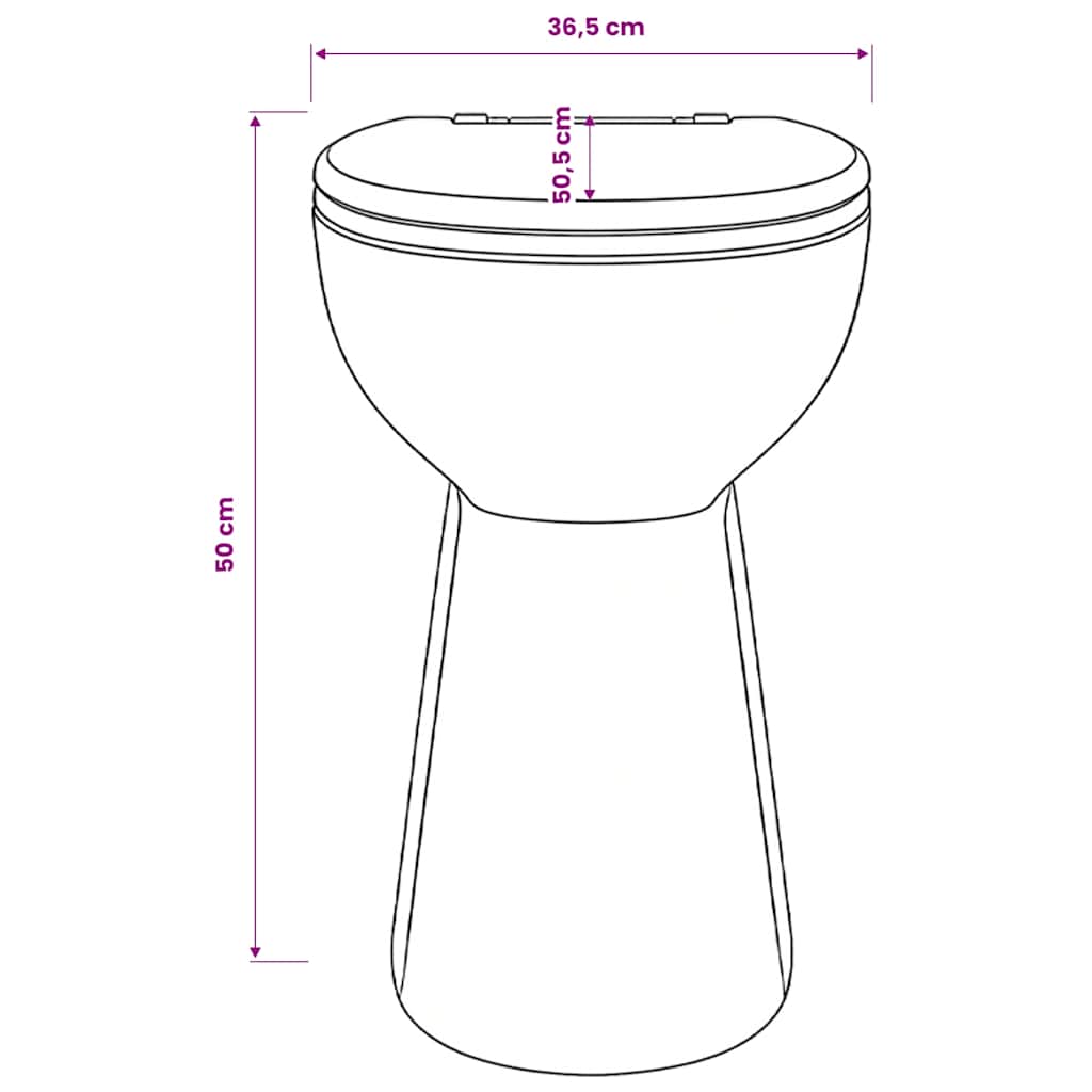 Randloses WC 7 cm Extra Höhe Soft-Close Keramik Weiß