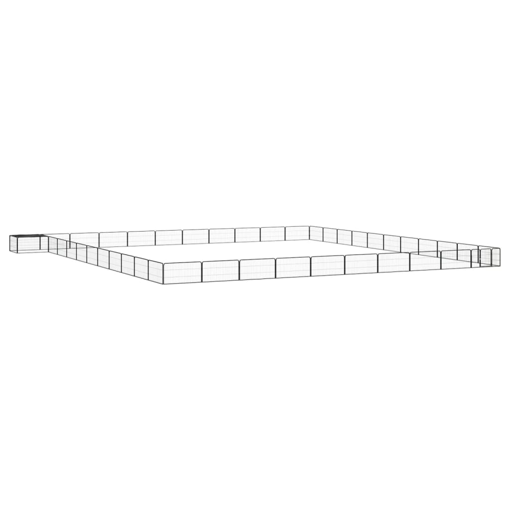 4-tlg. Hundelaufstall Schwarz 100x50cm Stahl Pulverbeschichtung