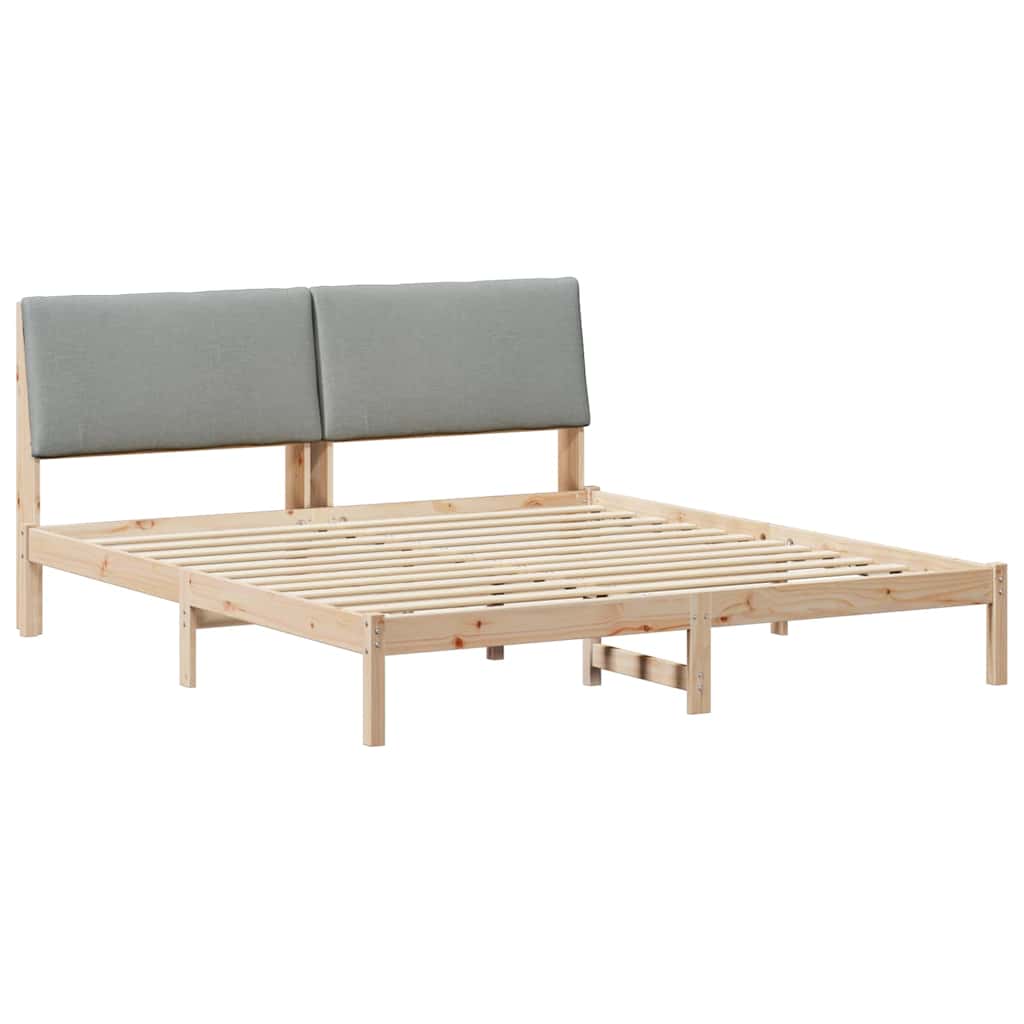 Bettgestell Braun und hellgrau 200 x 200 cm Massivholz Kiefer