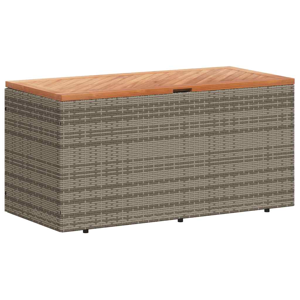 Gartentruhe Schwarz 110x50x54 cm Poly Rattan Akazienholz