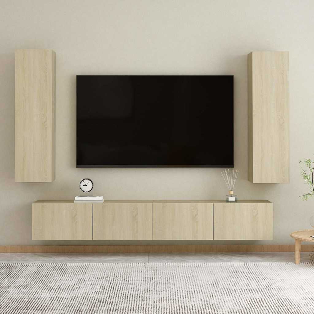 4-tlg. TV-Schrank-Set Weiß Holzwerkstoff