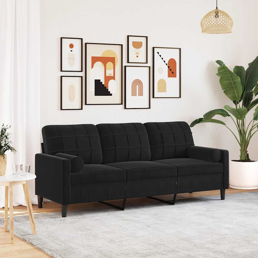 2-Sitzer-Sofa mit Zierkissen Hellgrau 120 cm Samt