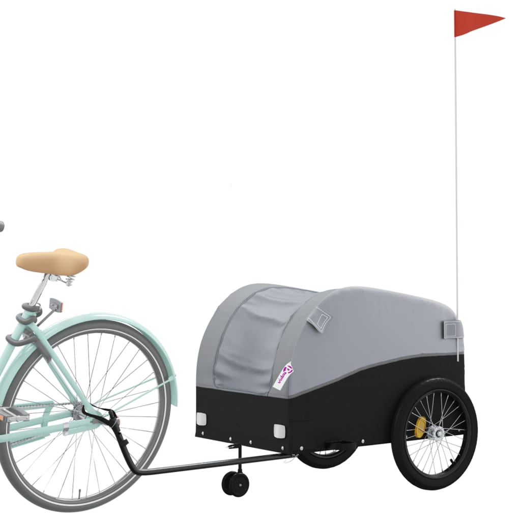 Fahrradanhänger Schwarz und Orange 30 kg Eisen