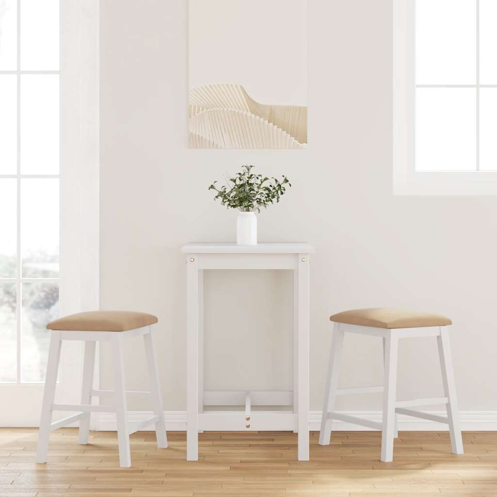 Barstühle mit Kissen 2 Stk. Braun Massivholz Gummibaum