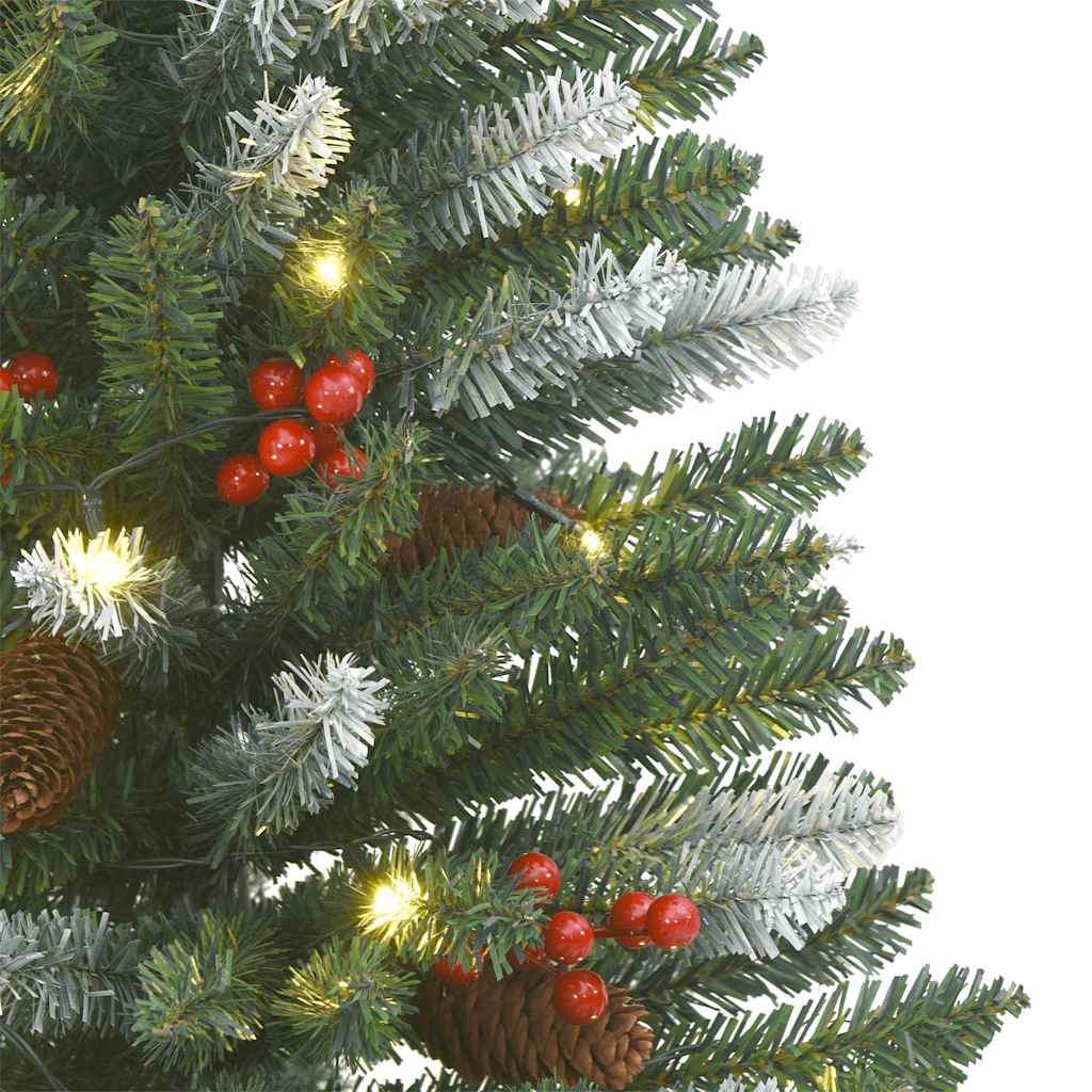 Künstliche Weihnachtsbäume 2 Stk. mit Kranz, Girlande und LEDs