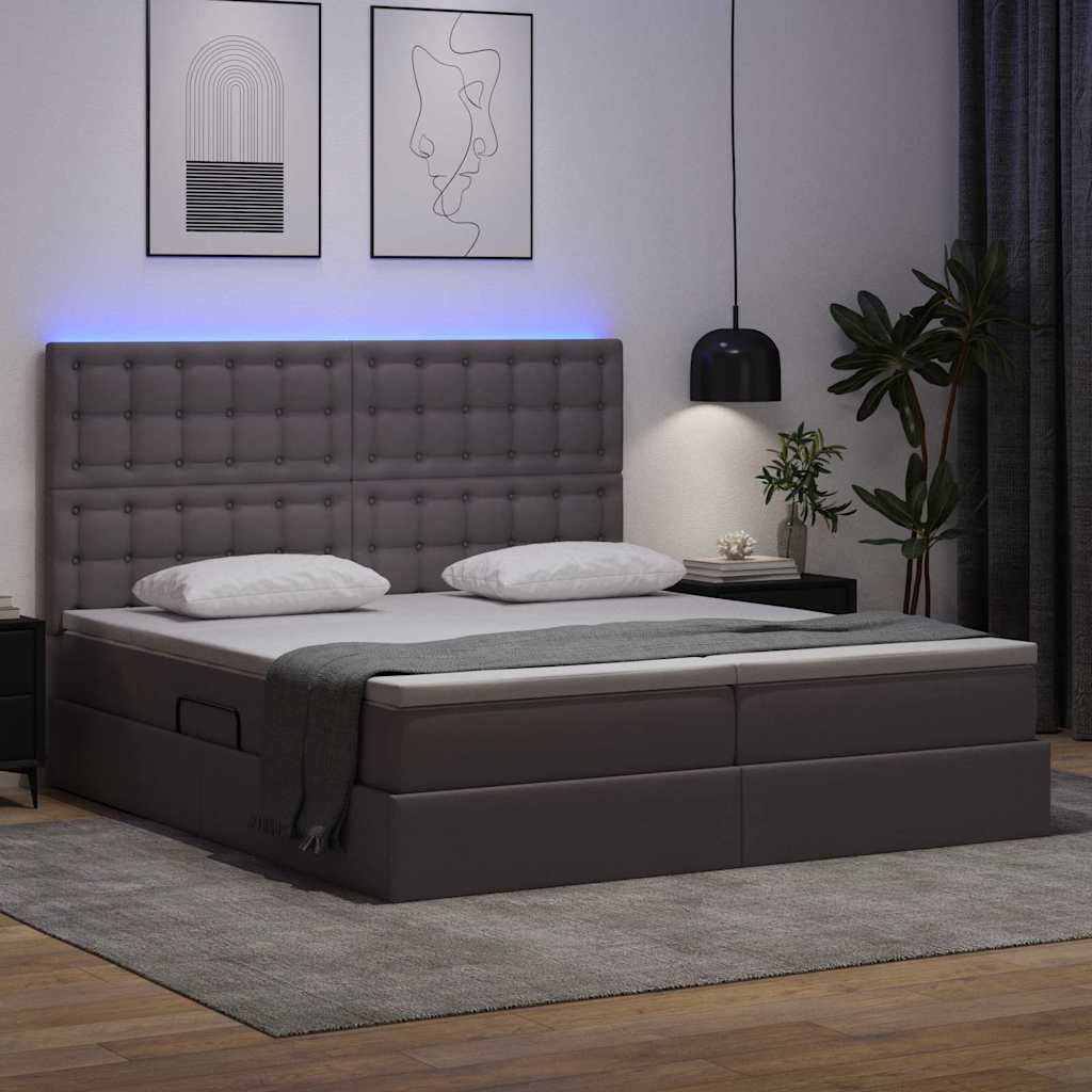 Bett mit Stauraum und LED Schwarz 180 x 200 cm Kunstleder
