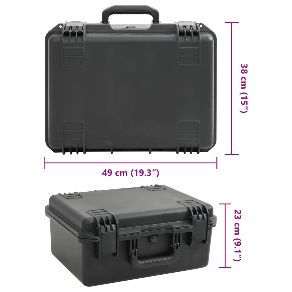 Koffer für Flugreise Tragbar Schwarz 46,5x21,5x17,5 cm PP