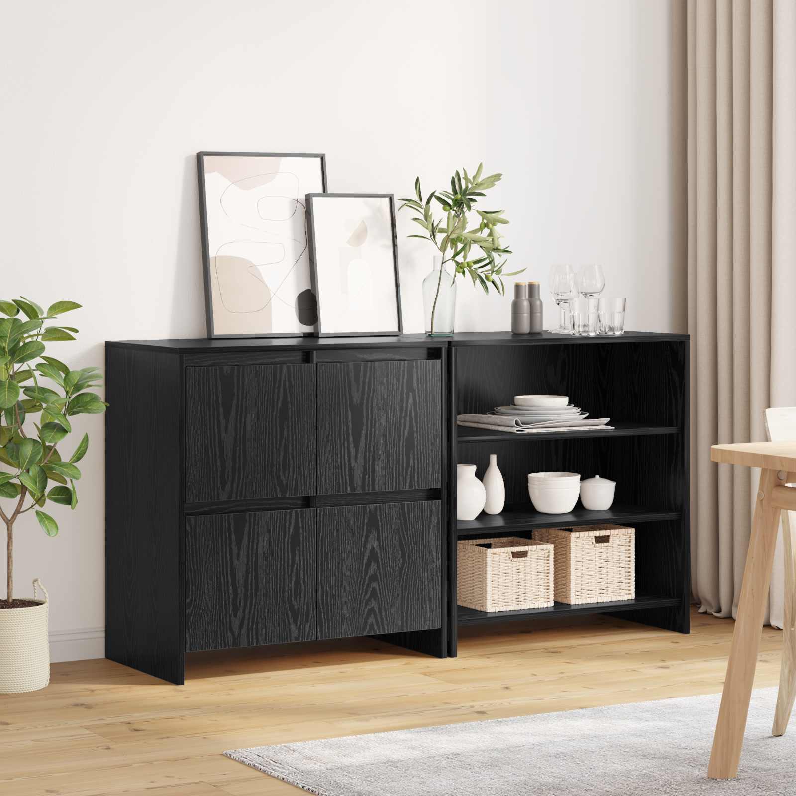 2-tlg. Sideboard Weiß Holzwerkstoff