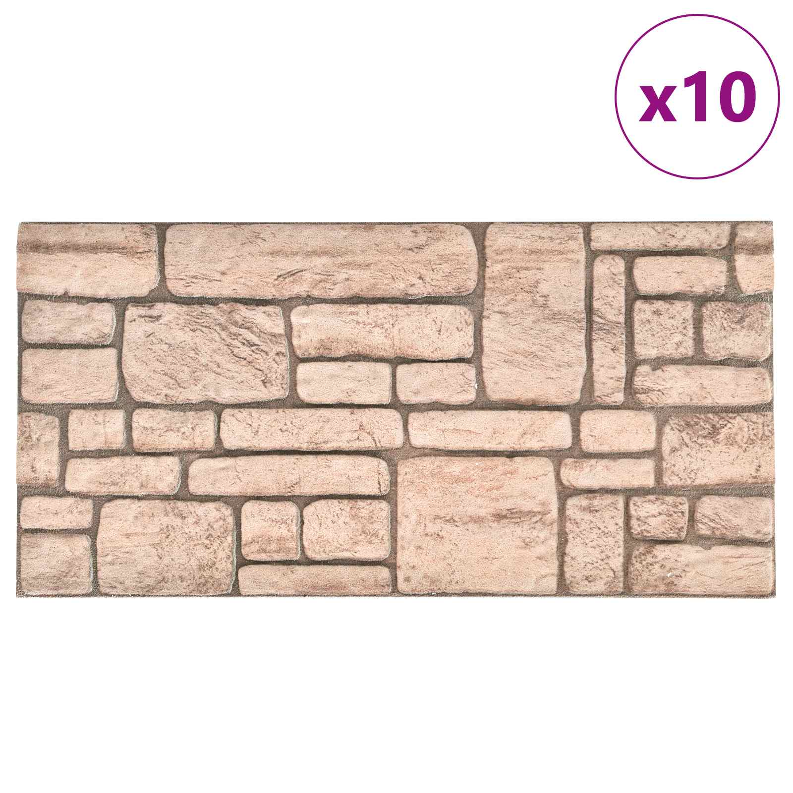 Wandpaneele 10 pcs Ziegel 100 x 50 cm EPS-Schaum