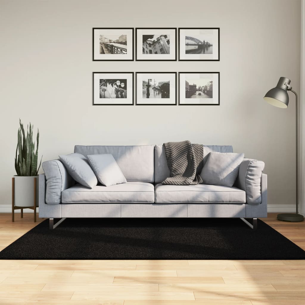 Teppich HUARTE Kurzflor Weich und Waschbar Anthrazit 60x110 cm