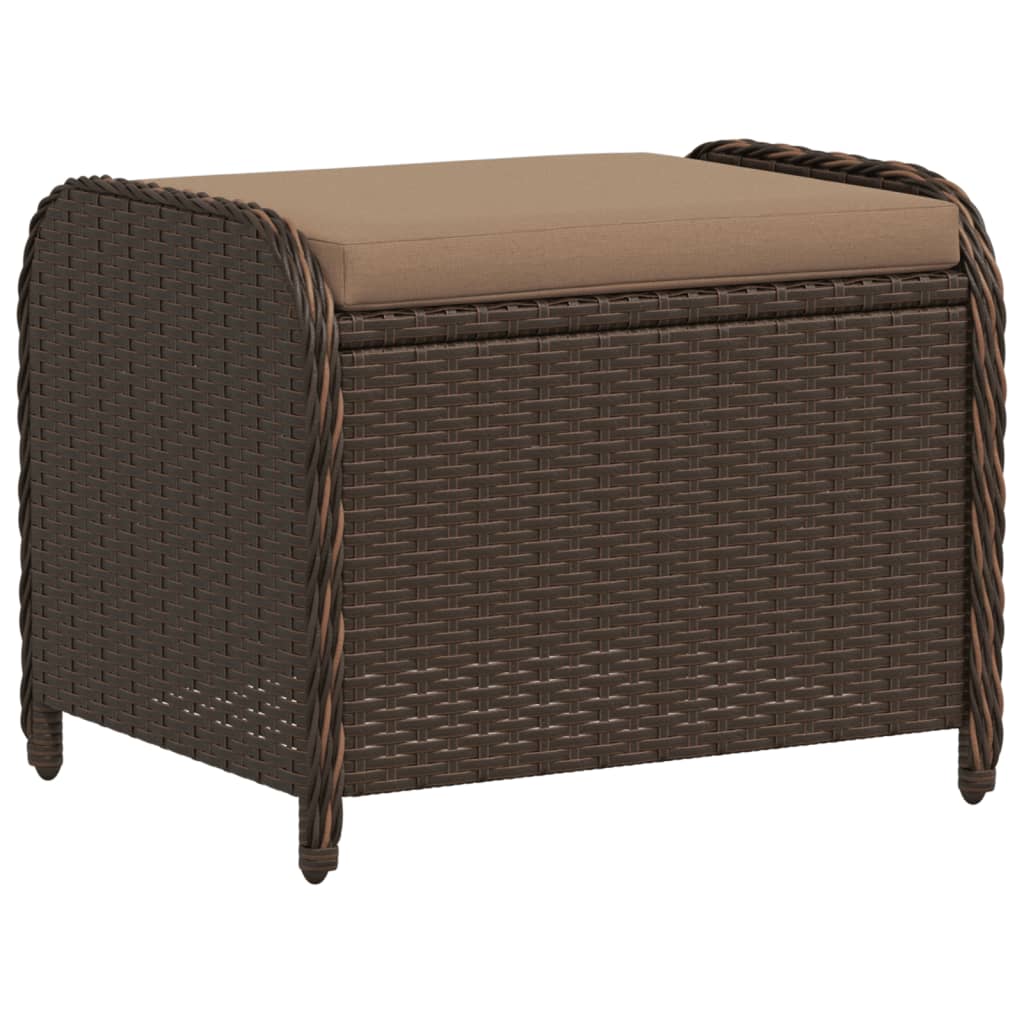 Gartenhocker mit Kissen Schwarz 58x46x46 cm Poly Rattan