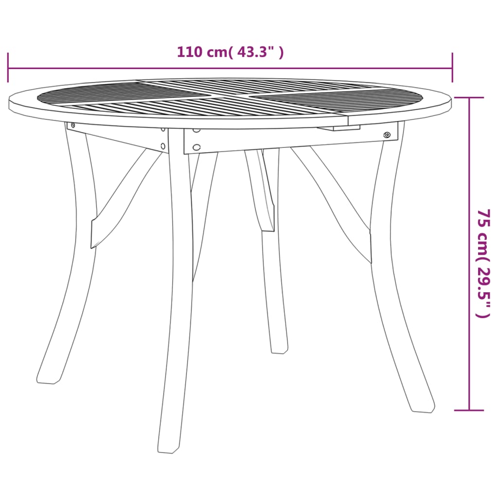 Gartentisch 85x85x75 cm Massivholz Akazie