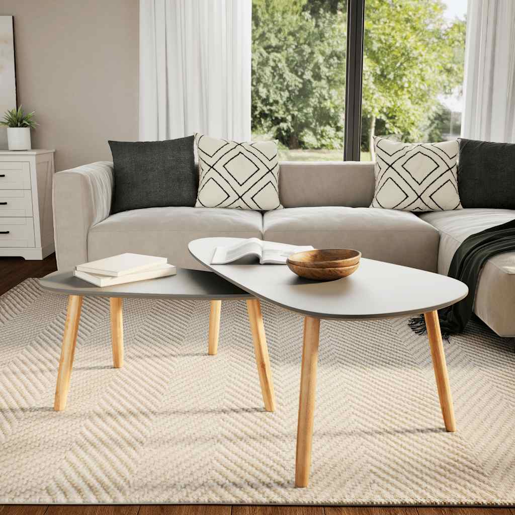 2-tlg. Couchtisch-Set Massivholz Kiefer Weiß