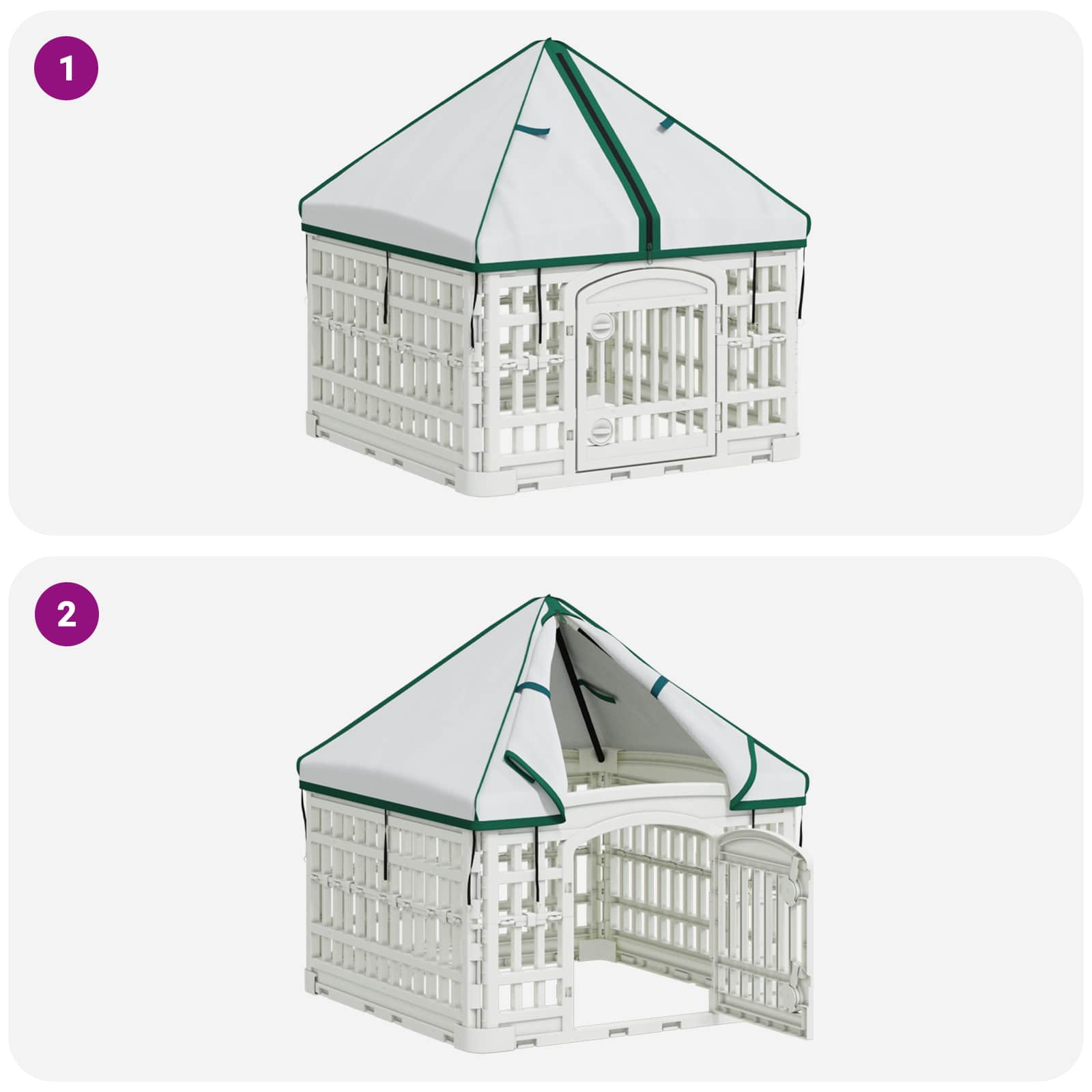 4-Panel-Hundespielplatz mit Dach 60 x 60 x 82 cm Kunststoff