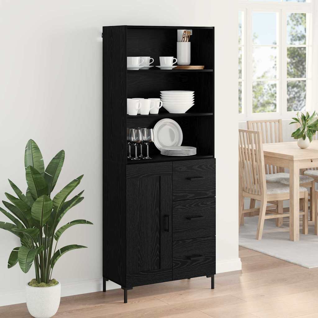Highboard Hochglanz-Weiß 69,5x34x180 cm Holzwerkstoff