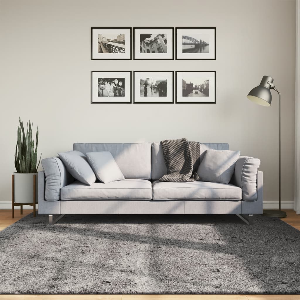 Teppich HUARTE Kurzflor Weich und Waschbar Anthrazit 60x110 cm