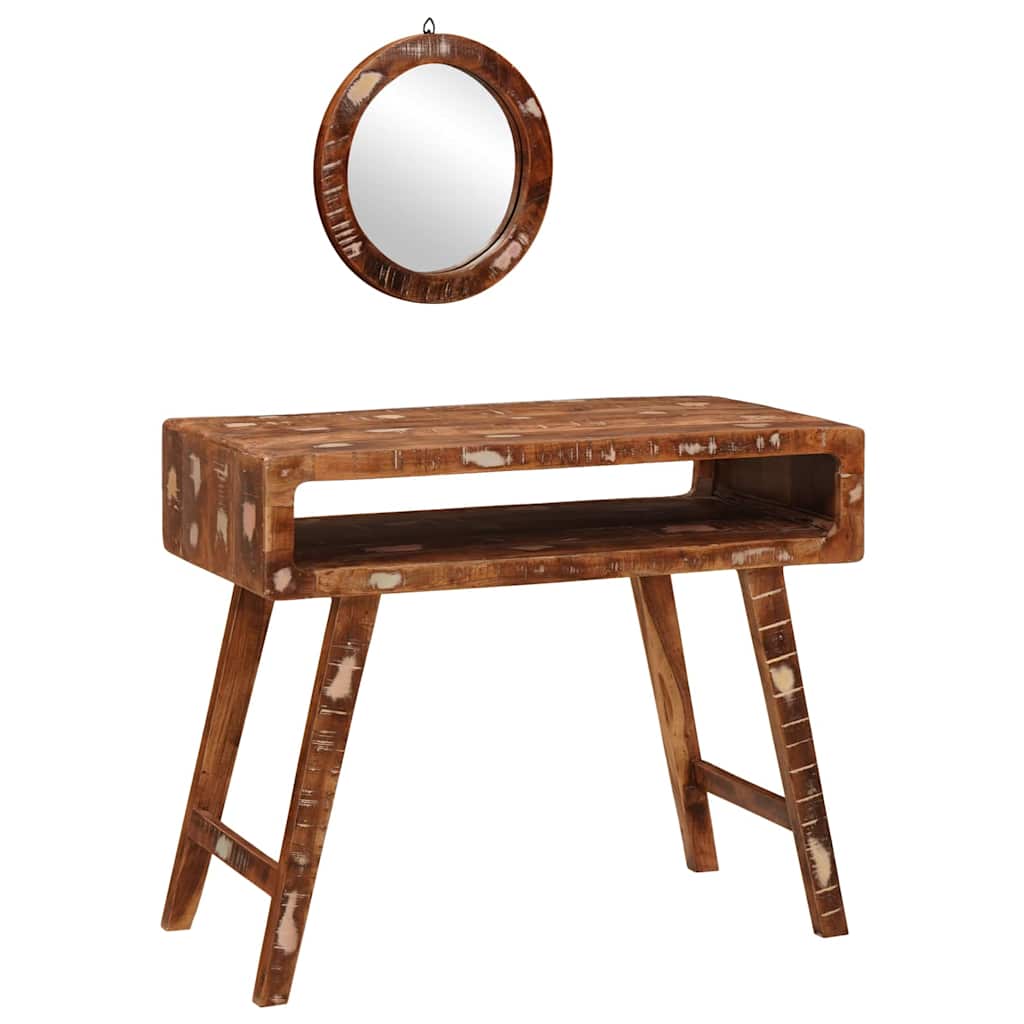 Schminktisch mit Spiegel Braun 90 x 76 x 45 cm Massivholz Mango