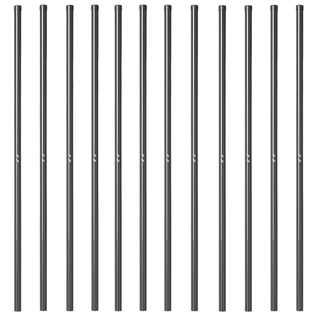 Zaunpfosten 2 pcs Grün 50 cm Pulverbeschichteter Stahl
