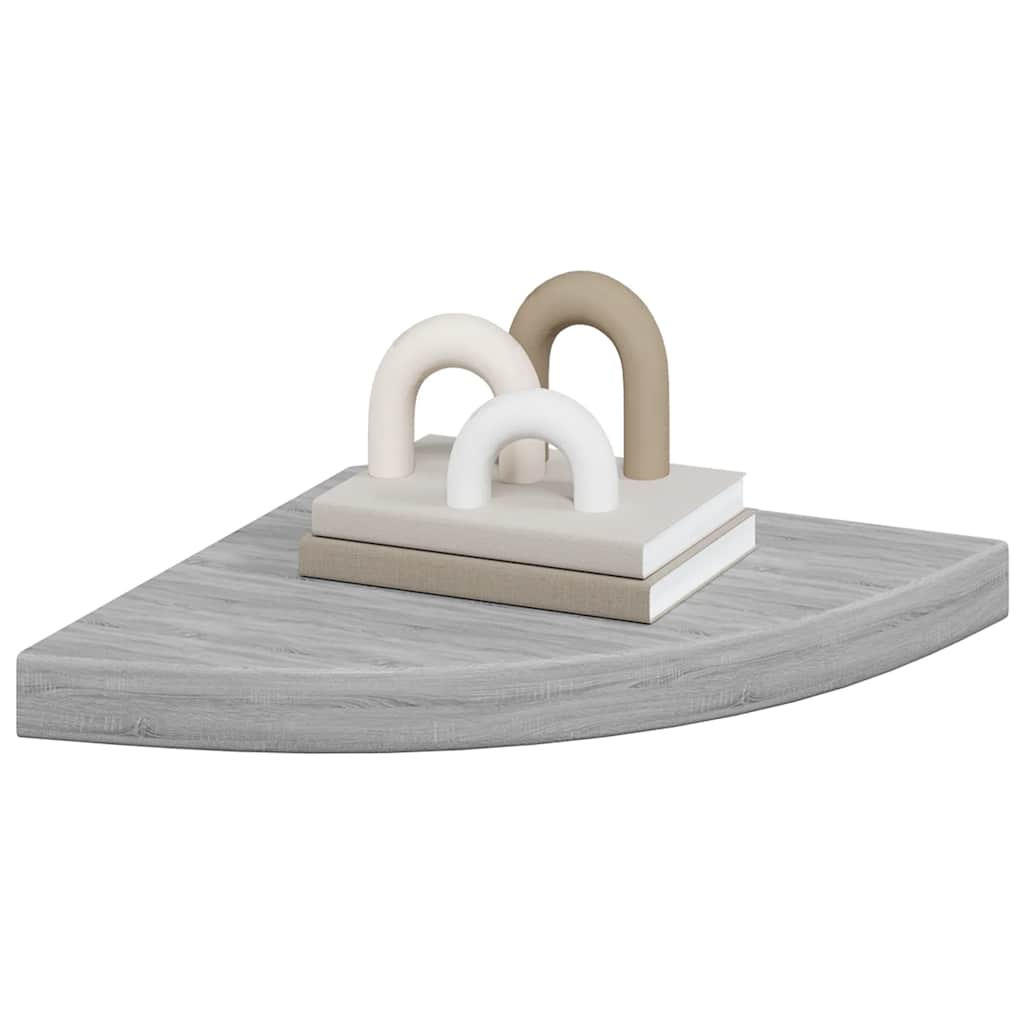 Schwebende Eckregale 2 Stk. Hochglanz-Weiß 25x25x3,8 cm MDF