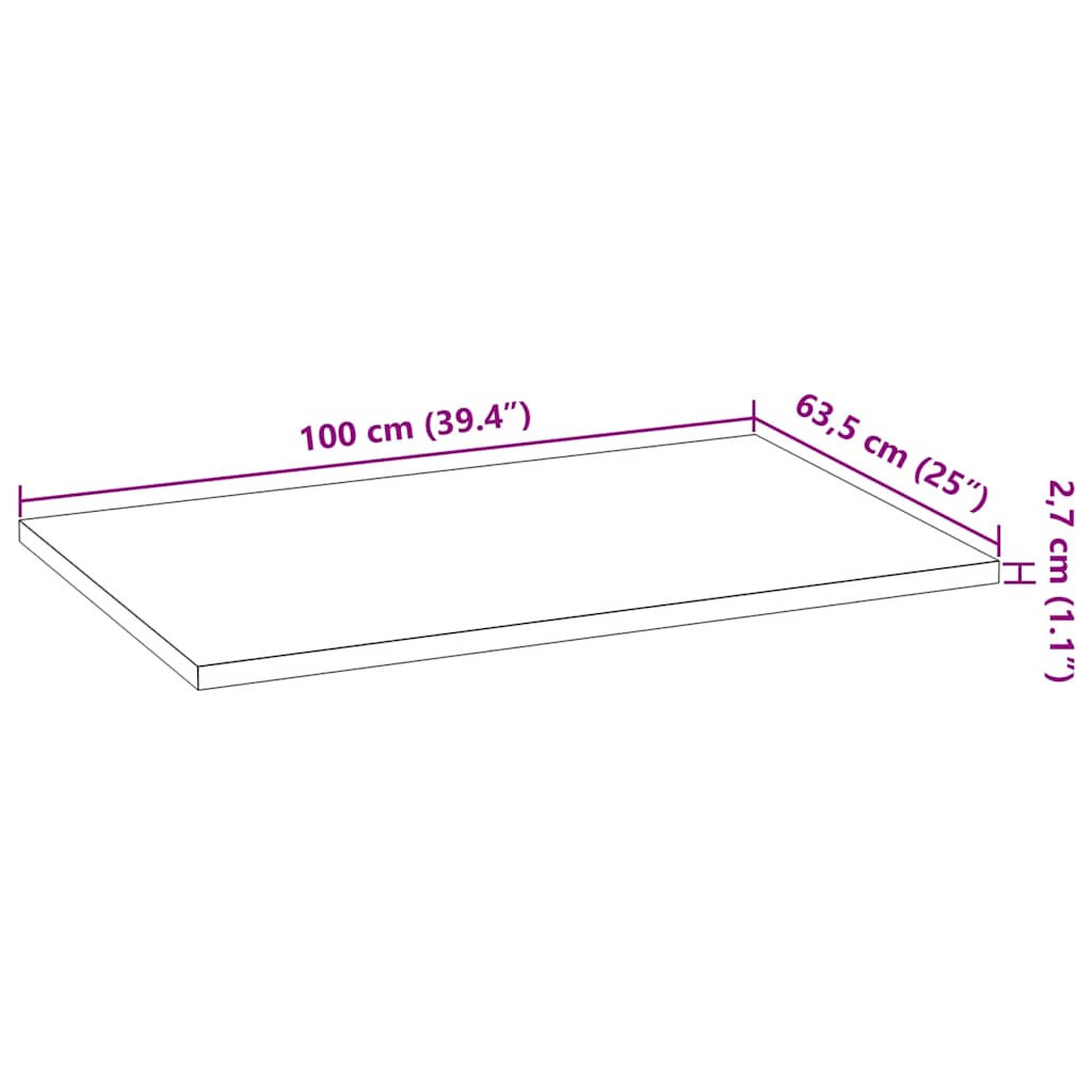 Küchenarbeitsplatte 40x63,5x2,7 cm Massivholz Eiche Rechteckig