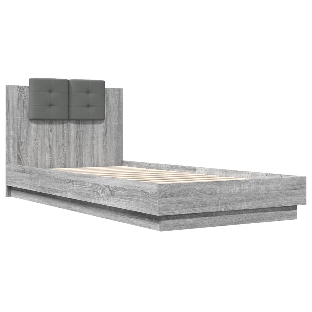 Bettgestell mit Kopfteil Grau Sonoma 180x200 cm Holzwerkstoff