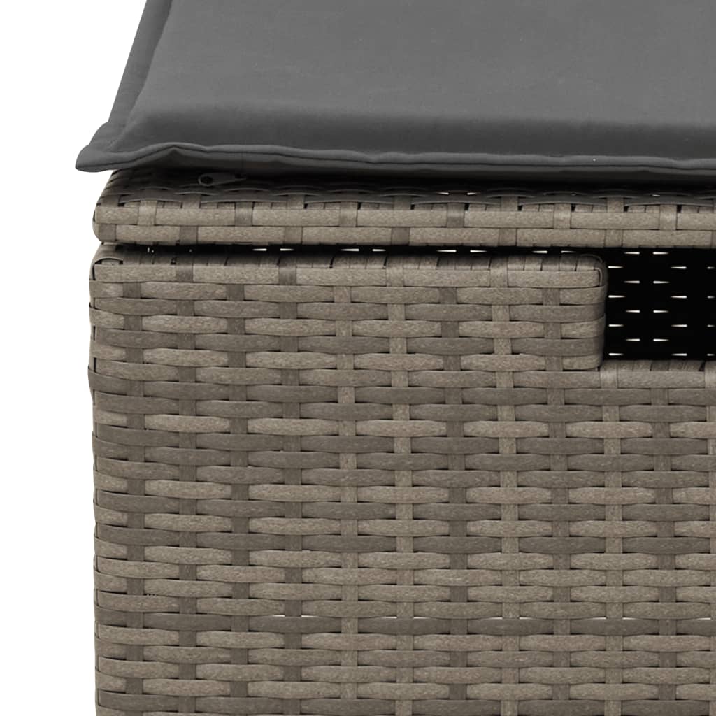 Gartenhocker mit Kissen Schwarz 55x55x37 cm Poly Rattan