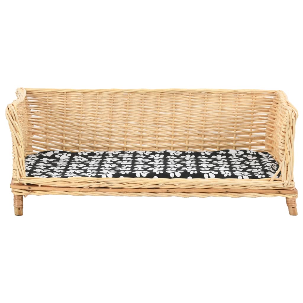 Hundekorb mit Kissen 50x33x30 cm Natur Weide