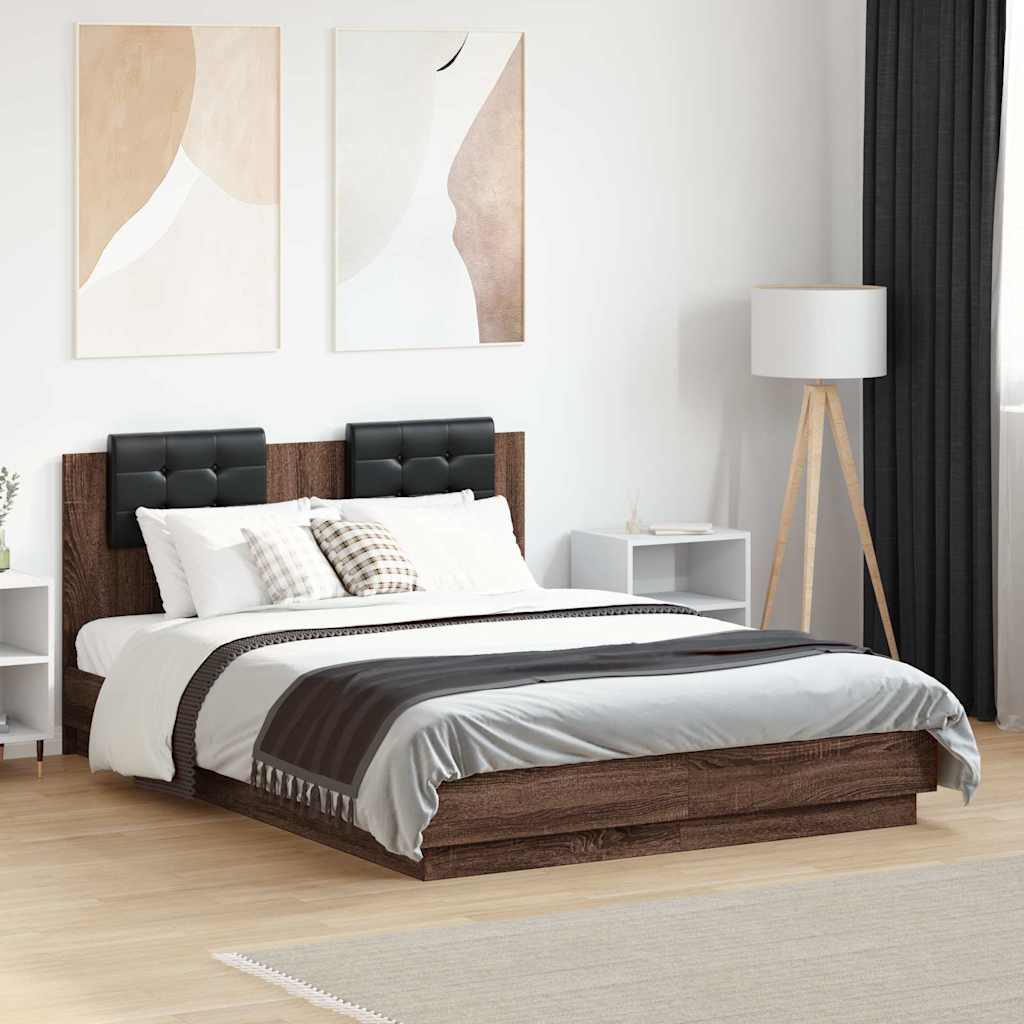 Bettgestell mit Kopfteil Grau Sonoma 180x200 cm Holzwerkstoff