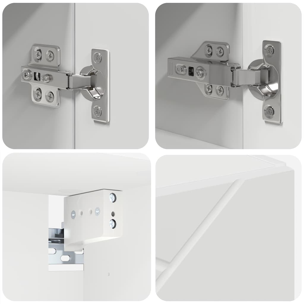 Badezimmermöbel-Set mit Tür 4 pcs Weiß Holzwerkstoff & Metall