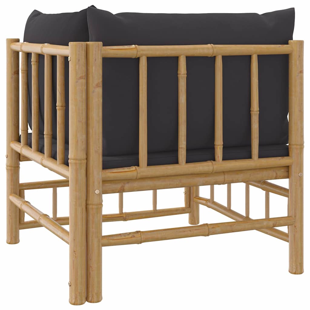3-tlg. Garten-Lounge-Set mit Kissen Creme Bambus