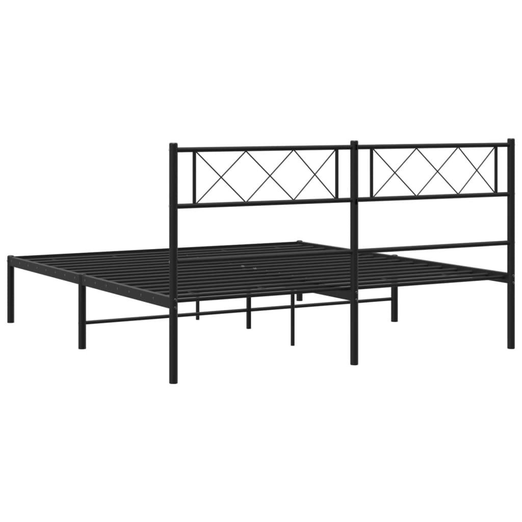 Bettgestell mit Kopfteil Metall Schwarz 100x190 cm