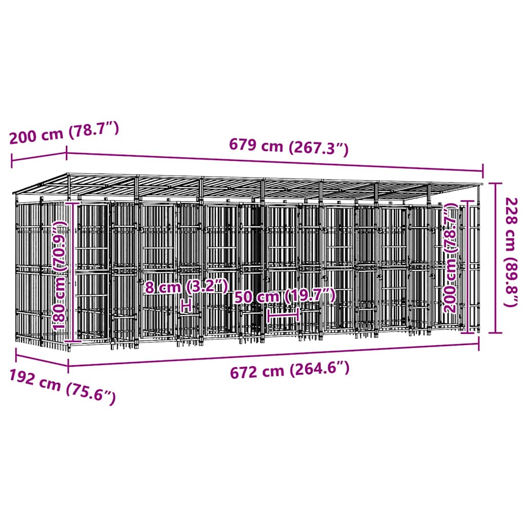 Outdoor-Hundezwinger mit Dach Stahl 1,84 m²