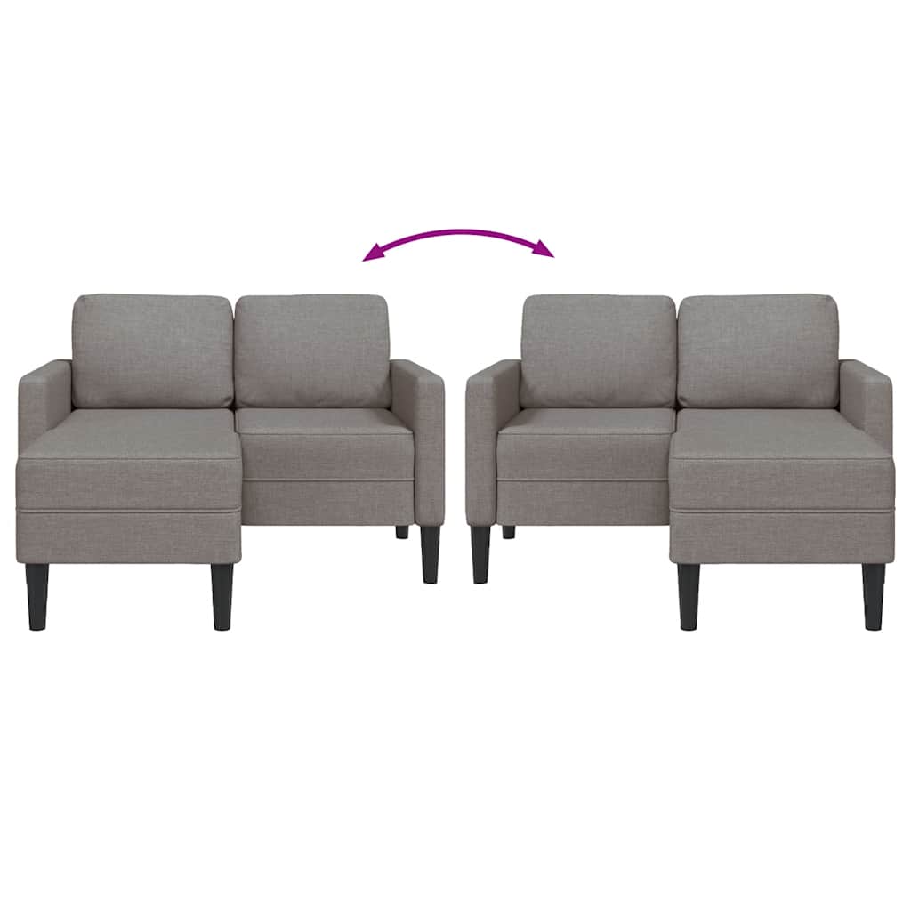 2-Sitzer-Sofa mit Chaiselongue L-Form Hellgrau 125 cm Stoff