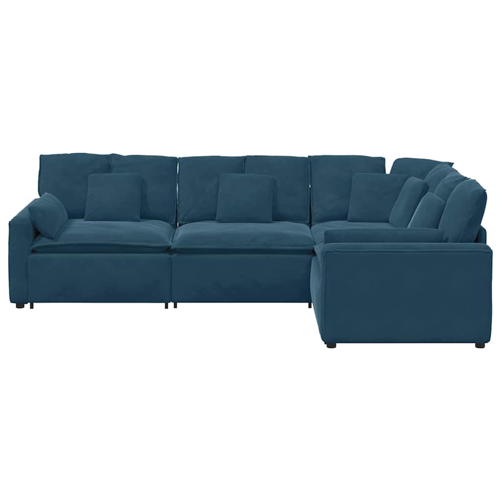 Modulares Sofa mit Kissen Samt Blau