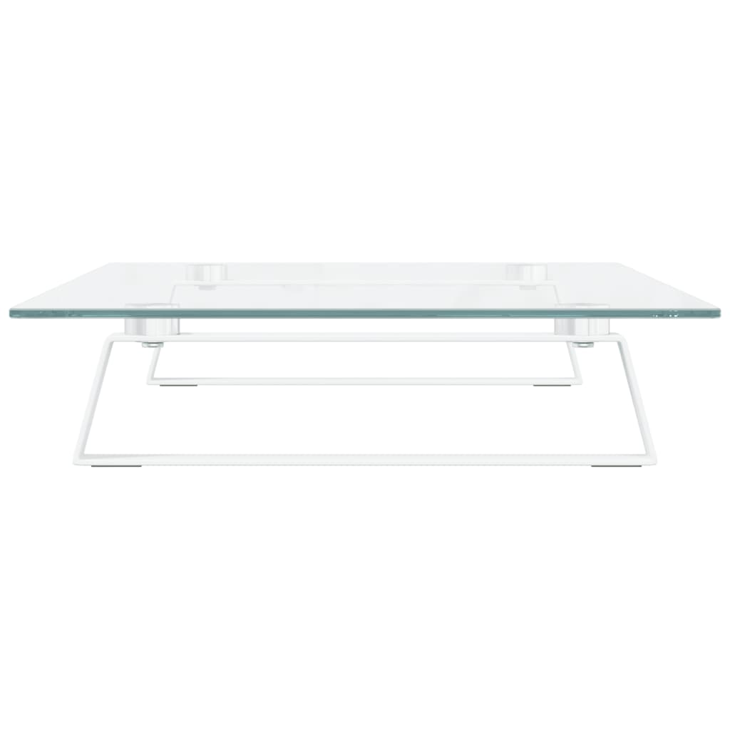 Monitorständer Weiß 60x20x8 cm Hartglas und Metall