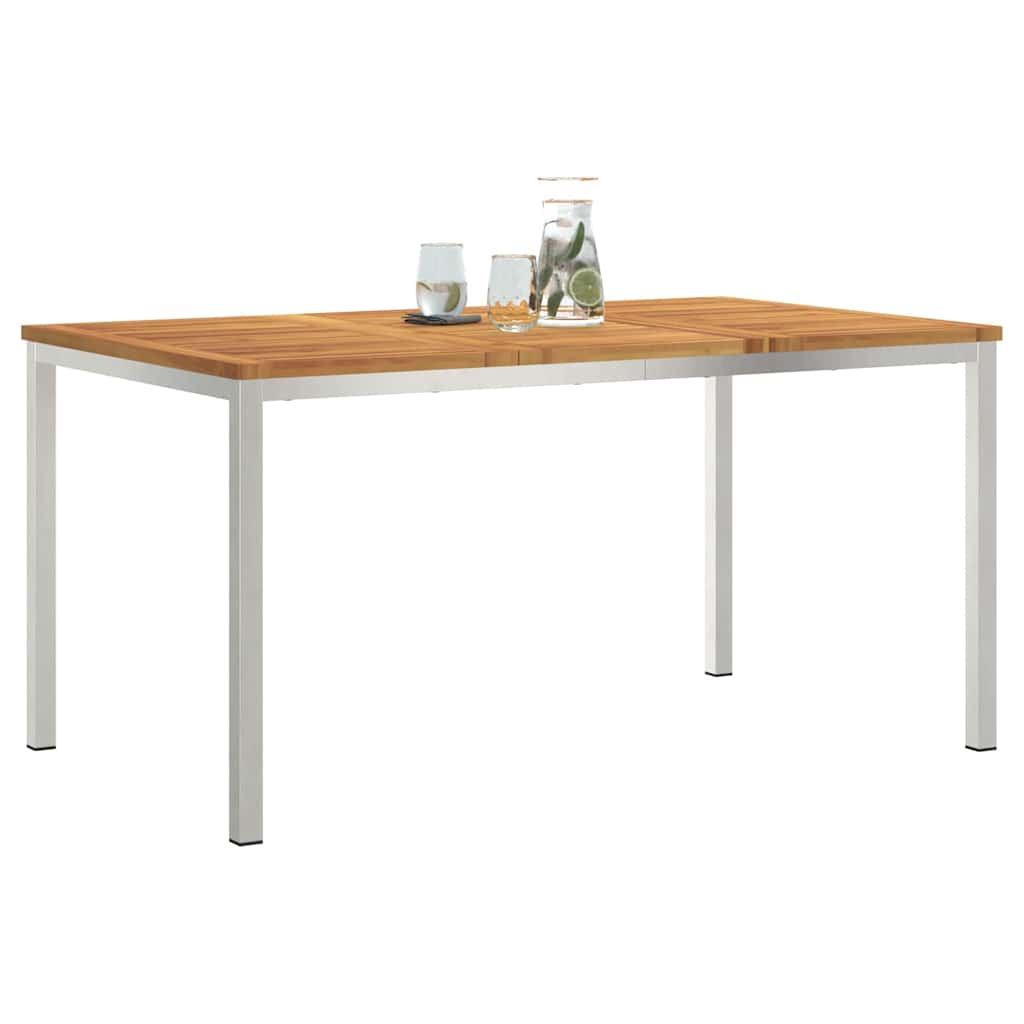 Esstisch 90x90x75 cm Massives Akazienholz und Edelstahl