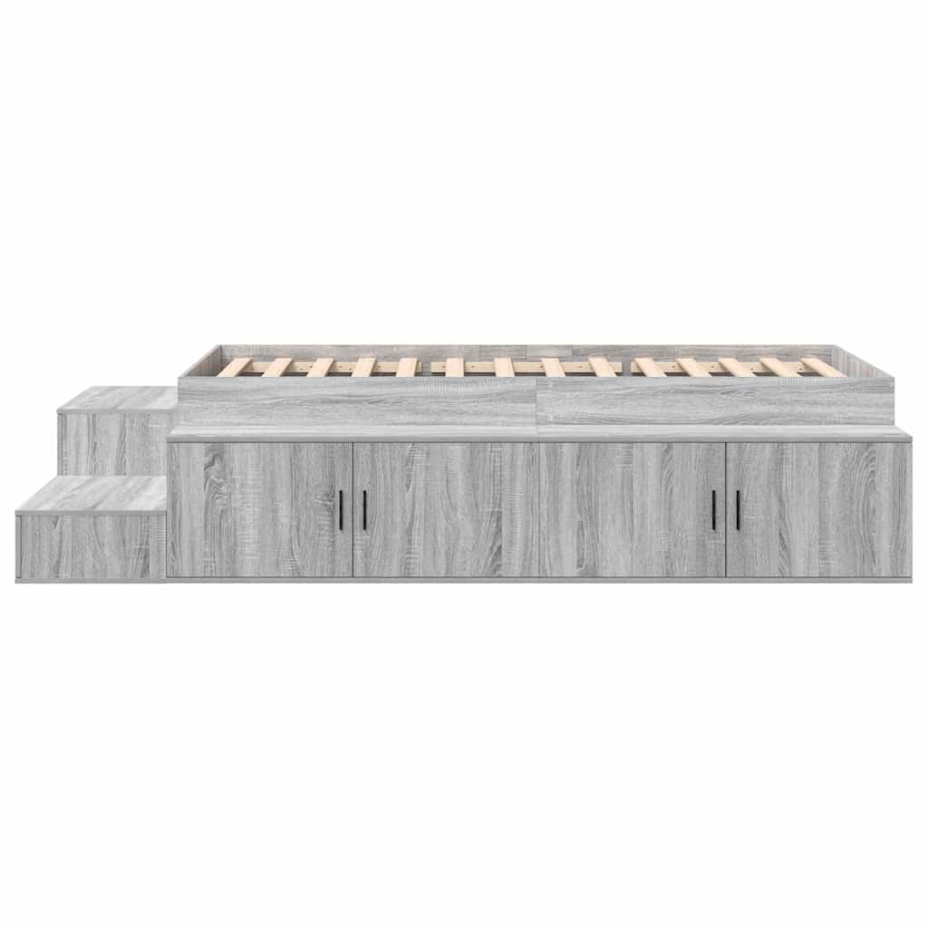Aufbewahrungsbettgestell mit Speicher Weiß 80 cm Holzwerkstoff