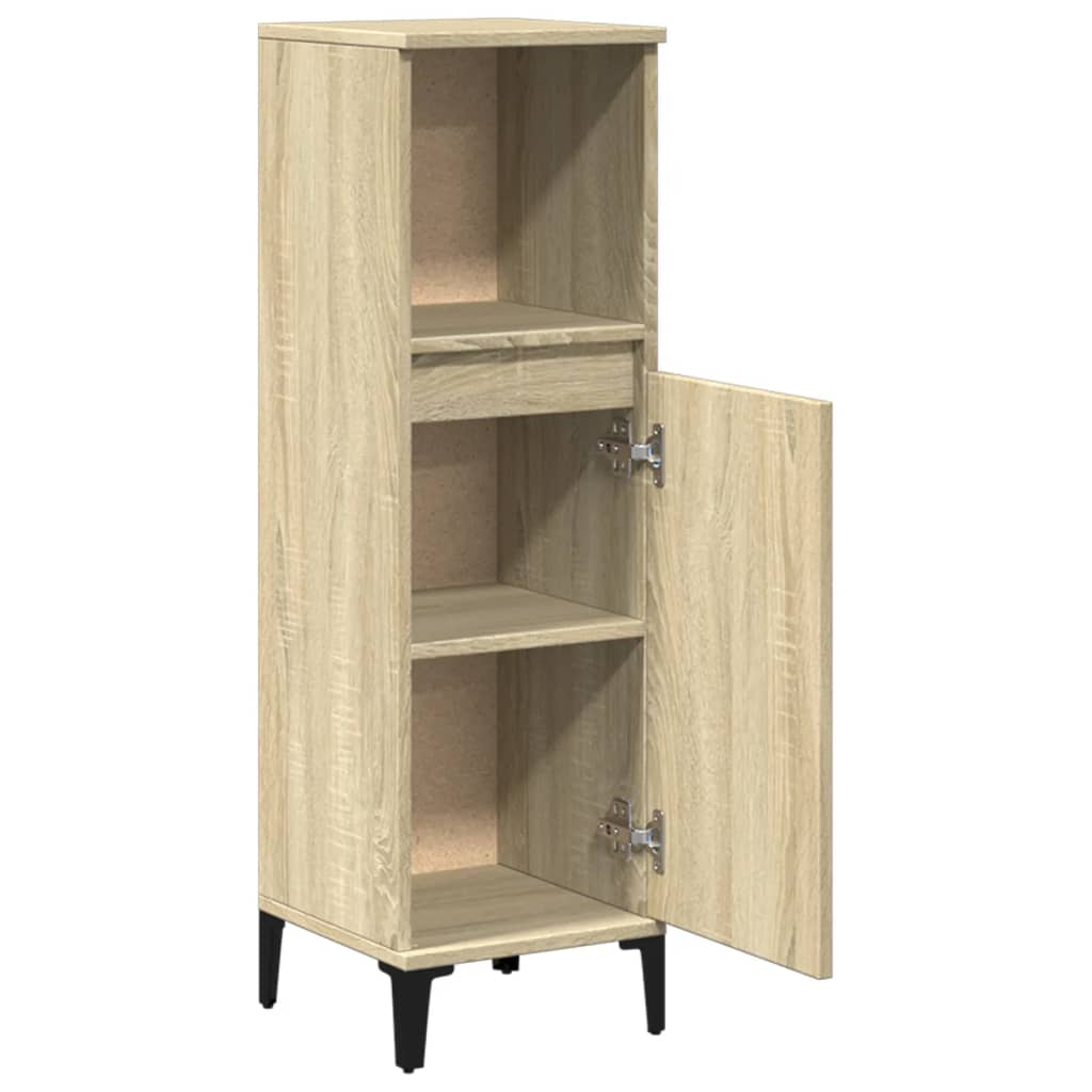 Badschrank Weiß 30x30x100 cm Holzwerkstoff