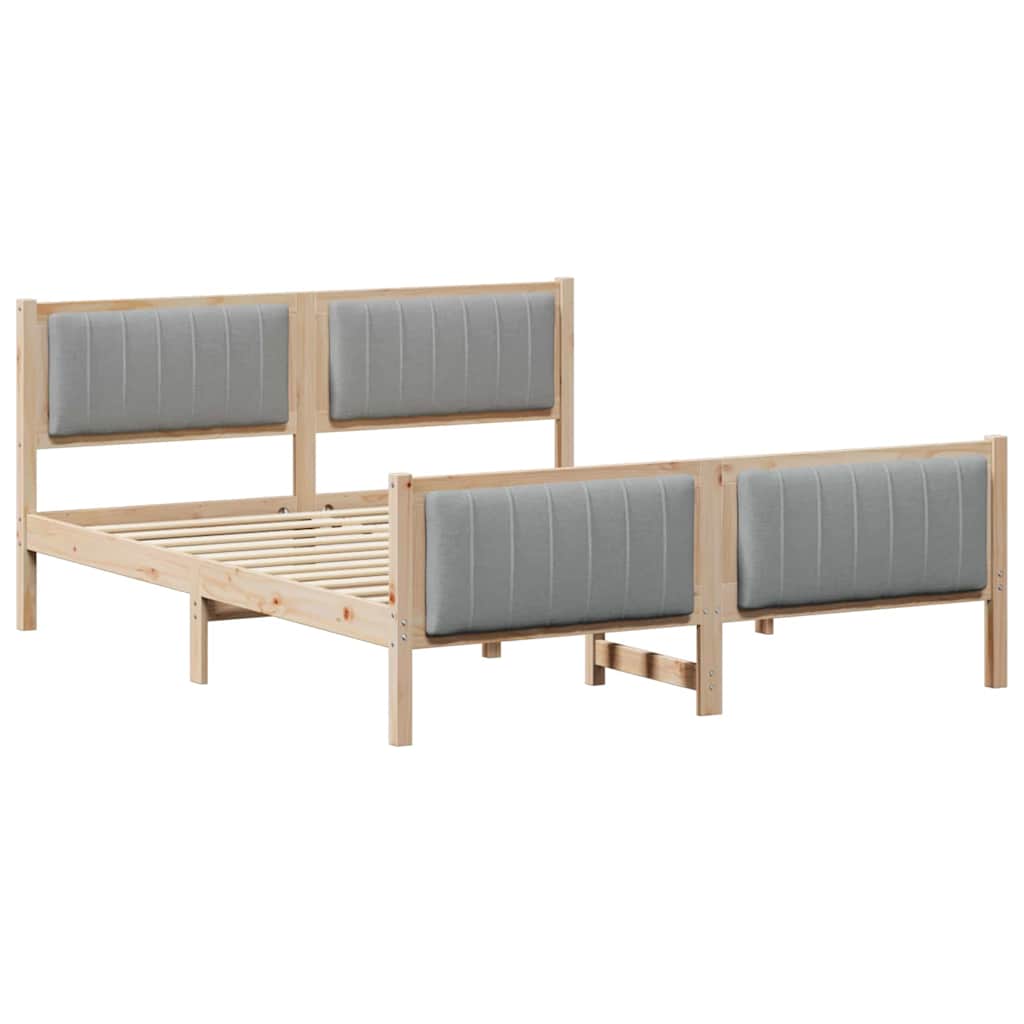 Bettgestell Braun und hellgrau 200 x 200 cm Massivholz Kiefer