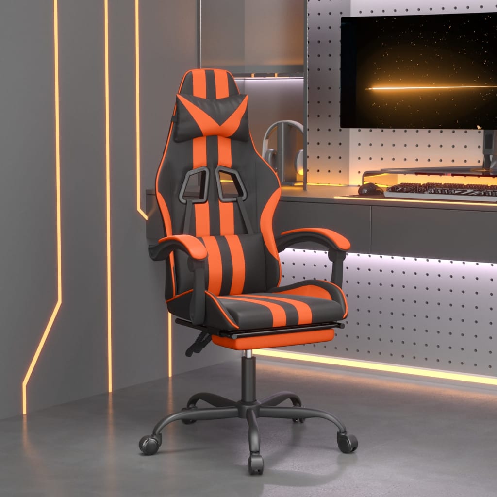 Gaming-Stuhl Drehbar Schwarz und Blau Kunstleder