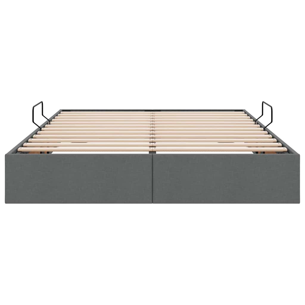 Aufbewahrungsbett mit Kopfteil Hellgrau 90 x 190 cm Stoff