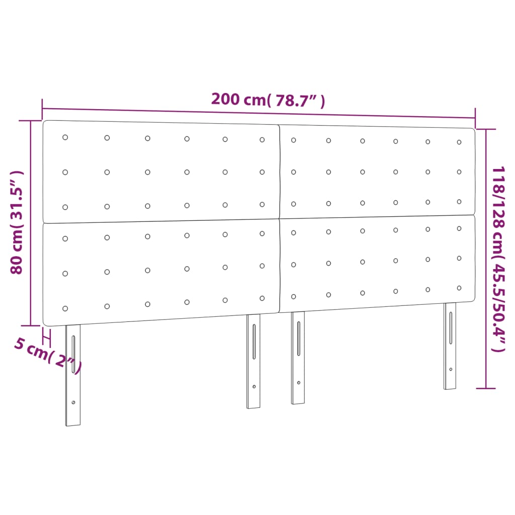 Kopfteil Hellgrau 80x5x118/128 cm Samt