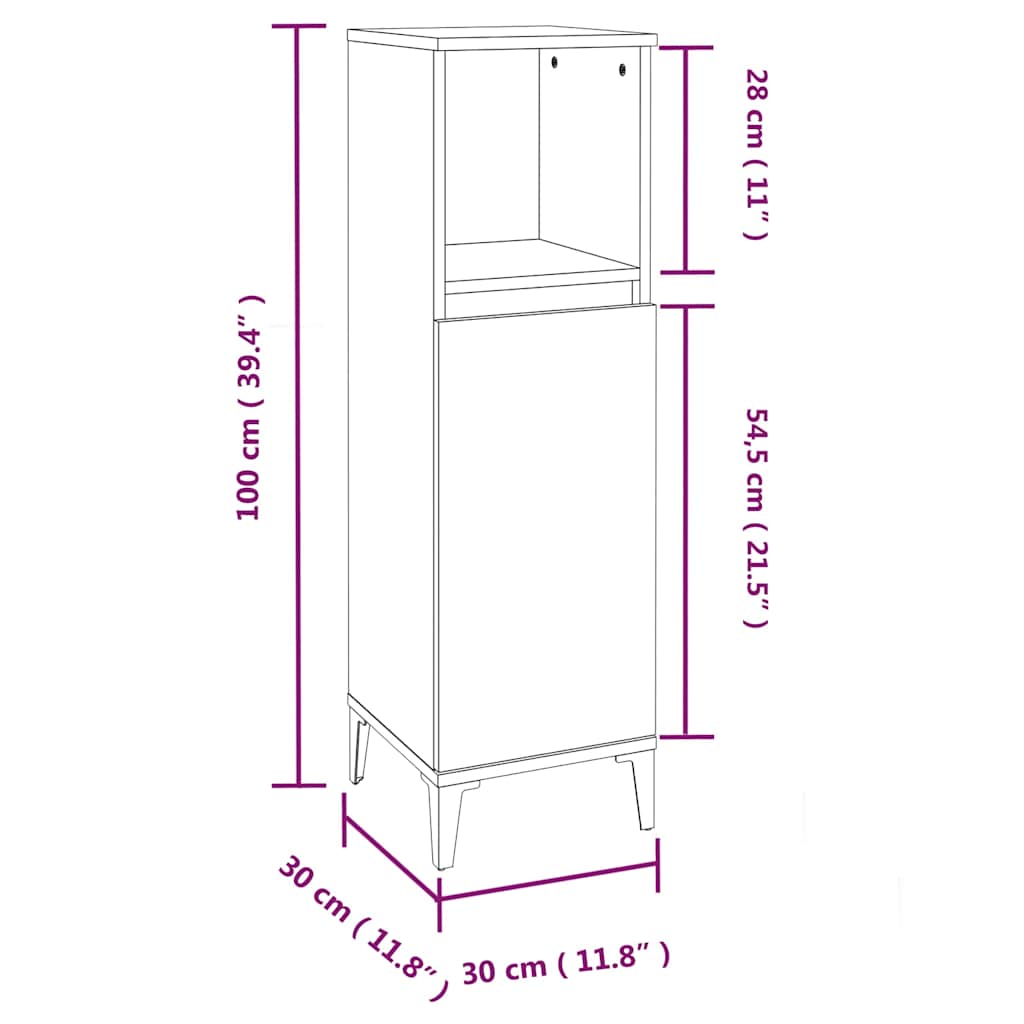 3-tlg. Badmöbel-Set Räuchereiche Holzwerkstoff