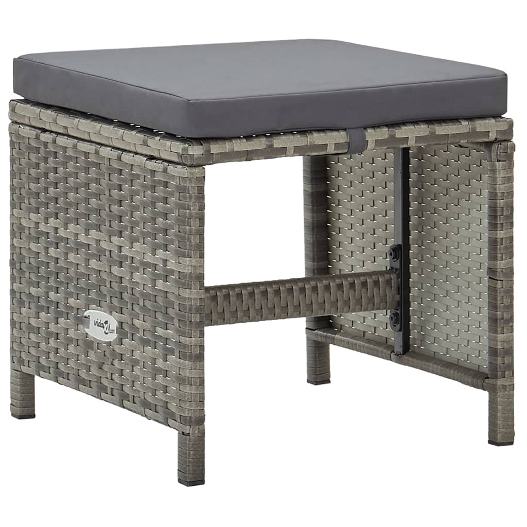 Gartenhocker 4 Stk. mit Sitzkissen Poly Rattan Schwarz