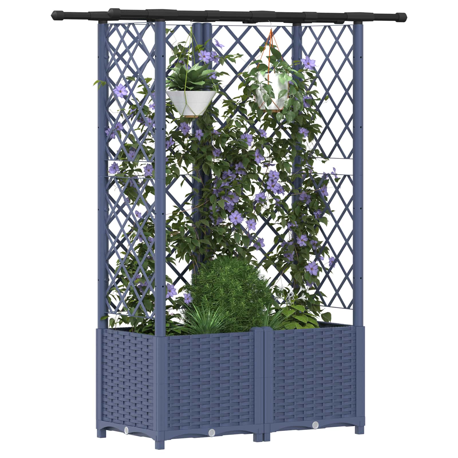 Hochbeet mit Rankgitter und Dach Braun 124 x 40 x 123 cm PP