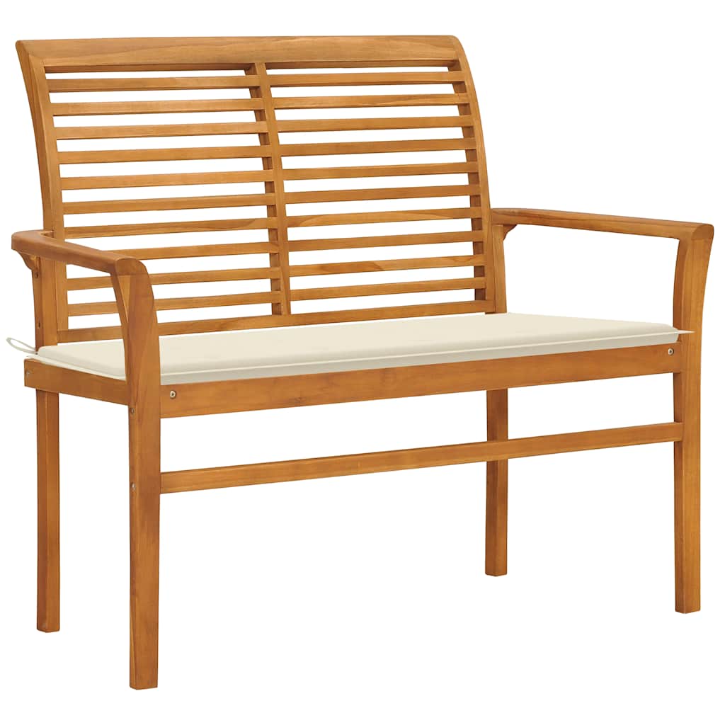 Gartenbank mit Anthrazit Auflage 112 cm Massivholz Teak
