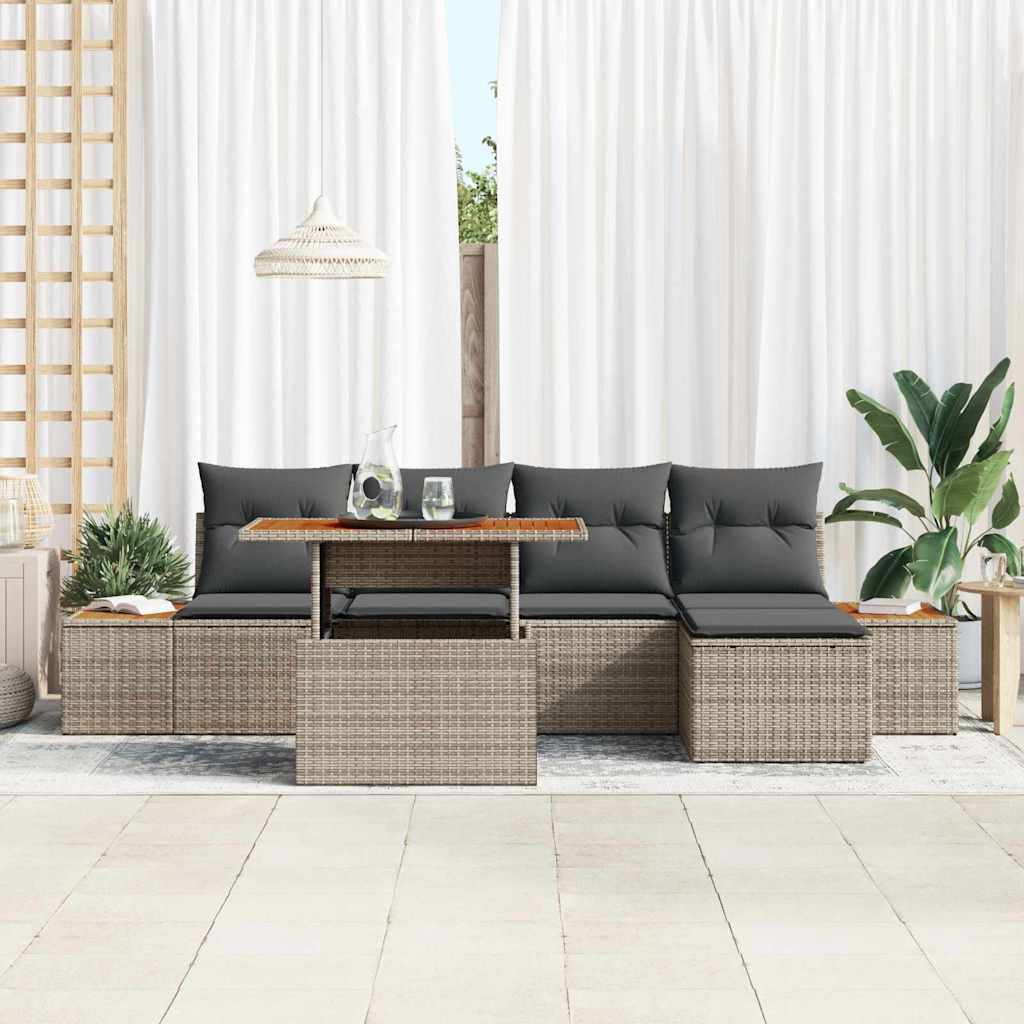 Garten Essgruppe mit Kissen 6 pcs Schwarz und Beige